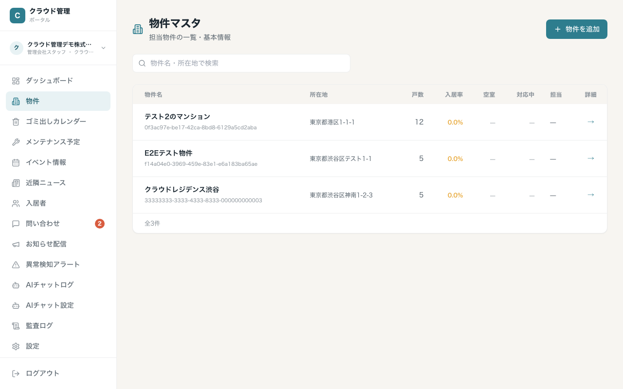 物件詳細 ・ 概要タブ(運用ビュー)